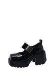 Heel Mary Jane Women's Shoes 2025 Spring And Summer New Square High Heel Single Shoes French Shallow Magic Sticker Small Leather