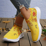 Women's Shoes Spring Breathable Sports Casual Shoes Water Drill Rainbow Shiny Flying Shoes Thick-Soled Running Women's