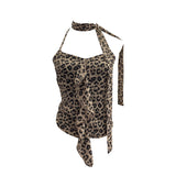 Shooting Lotus Side Hanging Neck Leopard Sling Female Summer Hot Waist With Small Vest Short Top