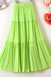 Style Casual Women Summer Skirt 2023 Solid White Black Elastic Waist Girls All-Match A-Line Beach Midi
