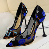 Shoes Woman Pumps Flower Embroidery Lace High Heels Sexy Party Shoes Stiletto Fashion Women Heels Mesh Women