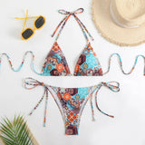 2025 New Swimsuit Print Split Bikini Triangle With Sexy Bikini Set