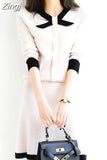 Ladies Women Sweater Skirt Suit Casual Knitted Female Skirts Suits Bow Button Two Piece Sets Womens Outifits Winter