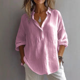 And Summer 2025 New Solid Color Casual Loose Button V-Neck Shirt Shirt