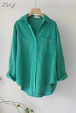 Thick Corduroy Shirt with Pocket Casual Loose Shirt Turn Down Collar Women Tops Autumn Winter Long Sleeve Clothes