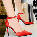 Shoes Green Blue Women Pumps Fashion Women Office Shoes Sexy High Heels Silk Stiletto Heels Women Sandals Plus Size