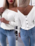 Small Fragrant Wind Long-Sleeved Knitted Shirt V Collar High-Waist Solid Color Short Coat Slimming High-End