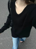 Vintage V-Neck Oversized Loose SweaterOutfit