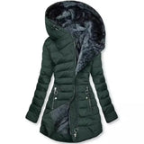 Wool Collar Zipper Long Sleeves To Keep Warm Hooded Coat Coat Cotton Women