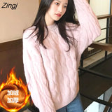 Women Popular Thick Solid 2020 New Fashion Fall Warm Loose Lady Clothes Kawaii Female Aesthetic Blue Casual