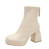 Boots Women 2025 New Spring And Autumn Single Boots Martin Boots Round Head Increases Waterproof Stations Naked Boots Coarse High