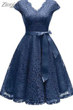 V-Neck Lace Knee-Length Women Dresses With Short Sleeves Dress For Women Female Vestidos New Arrival Chic Cheapest