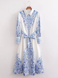 Women's Clothing Positioning Printing Long-Sleeved Shirt Dress