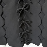Star Fashion New Wavy V-Neck Bow Long-Sleeved