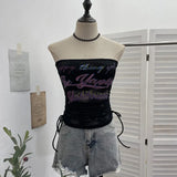 Shot With Chest Pad Lace Lace Hollow Hottie Breast Drawstring Thin Brat Waistcoat Sleeveless Top