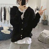 Zingj Sweater Cardigan Women's 2024 New Solid Color Soft Waxy Loose Look Thin Short Knit Jacket-Outfit