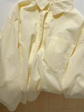 Salt Cheese ~ Cream Yellow Long-Sleeved Cotton Shirt Women's Korean Version Of Loose Niche