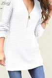 Women Long Sweater V Neck Zipper Dress Warm Autumn Winter Clothes Knitwear 3XL Pullover