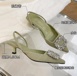Zingj Sandals Female Fine Heel Summer Design Sense Fairy Wind A Word With Water Diamond Pointed Head Temperament High-Heeled Shoes