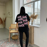 Sense Of Short-Sleeved T-Shirt Hottie AMOR Letter Print Bump Color Round Collar Large Version Of The Women's Tide