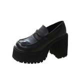 Shoes In The Autumn Of 2025 New Thick-Soled Thick-Skinned Black Round Head Waterproof Small Leather Shoes Women's High