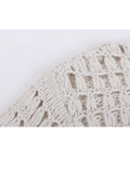 Women's White Knitted Sweater Korean Harajuku Hollow Out Vintage Casual O-Neck Loose Long Sleeved Jumpers Pullover Crop Top