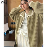 Sweater Cardigans Women Korean Style Autumn Loose Vintage Simple Casual Sueters Mujer Ins College Girls Fashion