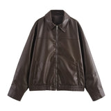 Explosion Women's Fashion Trend With Imitation Leather Bomber Jacket