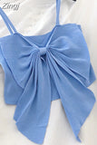 Women Solid Bow Irreguarl Crop Top Sleeveless Tees Knitted Slim Females Sexy Sweet Chic Slim Basic Kawaii Tanks