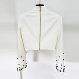 Star Fashion New Heavy Industry Pearl Nail Beads Short Top Dress Set Two