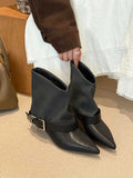 Fashion! Brown Sharp-Pointed Trouser Tube Short Boots 2025 Autumn And Winter New Fashion Low-Height Temperament Women