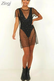 Women Sexy Swimwear Bikini Cover Ups Beachwear Sequined Sparky Mesh Sheer Dress See Through Stars Bathing Suit Swimwear
