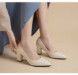 Single Shoes Women's Coarse 2025 Spring And Summer New Pointed Work Shoes Shallow One-Footed Korean Version Of Simple High
