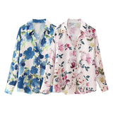 Women's Long-Sleeved Loose Casual Silk-Sense Tidly Shirt