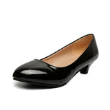 Women's Heel Single Shoes Black Round Head Thick Heel High Heel Shoes Professional Leather Shoes Dress Etiquette Work Women's