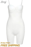 Strap Low Cut Skinny Biker Shorts Rompers Tight Workout Loungewear Sporty Women Body-Shaping Playsuits Solid