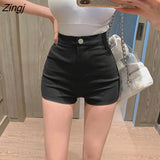 Women Skinny High Waist Summer Sexy Pockets Black White Bottom Clothing Solid Simple All-match Hot Street Elastic