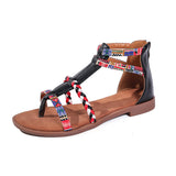 Sandals Women 2025 Spring And Summer New Round Head Flat With Bohemian National