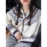 And Winter Retro Fair Island Sweater Coat Female White Jaccupy Milk Fufu Soft Glutinous Outer Knitted Shirt