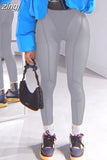 Bright Line Decoration Leggings Mesh See Through High Waist Pants Women Fashion Streetwear Casual Sport Y2K