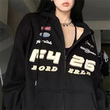 Vintage Embroidery Drawstring Oversized HoodieOutfit