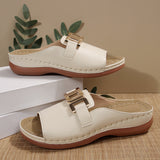 New Large-Size Lady Fashion Flat-Bottomed Slippers Metal Chain Thick-Soled Women's