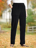 Corduroy Casual Solid Color Pocket Trousers