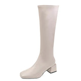 Girl But The Knee 2025 Spring And Autumn Small Tall Cylinder Plus Velvet Thin Boots Thick High And Square Knight Long