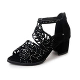 Fashion High-Heeled Sandals Women Summer Water Drill Hollow Size 4243 Yards Fish Mouth Roman