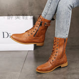 2025 Round Head With Martin Boots In The Middle Of The Barrel Women's Boots Side Zipper Wish High Help