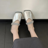 Version Of Soft Leather Baotou Woman 2025 Spring And Summer New Water Drill Buckle Flat Bottom Shoes Wearing Slippers