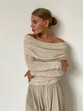 Knitted Shirt 2025 Spring Women Feel Solid Color Jacket Head Collar Long-Sleeved Knitting