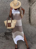 Fashion Trend Women's New Round Neckless Sleeveless Under The Pended Fork Knitting