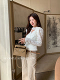 Xixi 2025 Autumn White Label New Temperament Lace V Word Hanging Neck Bottom Shirt 100 Women